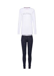 Tommy Hilfiger Underwear, Dames Pyjama 'SET LS LEGGING TH PRINT', navy / wit