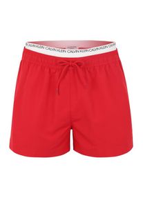 Calvin Klein Swimwear, Heren Zwemshorts 'DOUBLE WAISTBAND', rood / wit