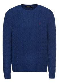 Polo Ralph Lauren, Heren Trui 'LS CABLE CN-LONG SLEEVE-SWEATER', blauw