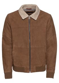 Jack & Jones JACK & JONES, Heren Tussenjas 'JPRTHOR SUEDE BOMBER JACKET', beige / bruin