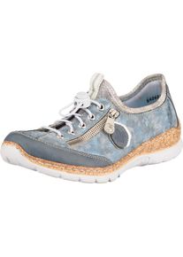 Rieker, Dames Sportieve veterschoen, duifblauw / blauw gemêleerd / taupe