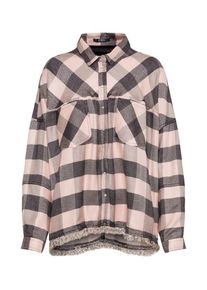 Guess, Dames Blouse 'LS CLOTHILDE SHIRT', rosa / zwart