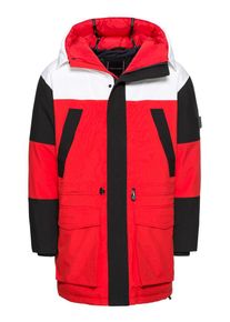 Tommy Hilfiger, Heren Winterjas 'COLOURBLOCK', rood / zwart / wit