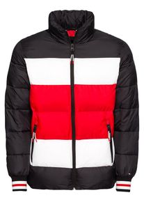 Tommy Hilfiger, Heren Winterjas 'STRIPE QUILTED BOMBER', rood / zwart / wit