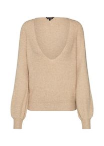 Review, Dames Trui 'CORE V RIB D-STRICK', beige