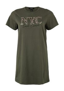 New Look Curves, Dames Jurk 'CURVES SLOGAN T SHIRT DRESS', kaki