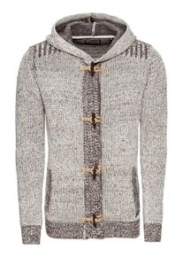 PETROL INDUSTRIES, Heren Gebreid vest 'Knitwear Hooded', beige gemêleerd / lichtbruin