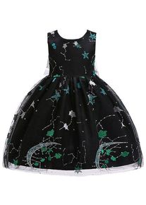 Star Embroidery Sleeveless A Line Tulle Dress