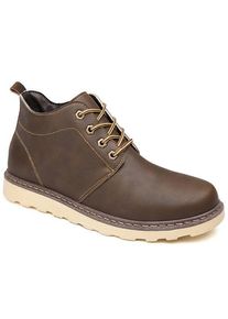 Eyelet PU Leather Lace-Up Short Boots