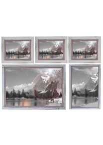 Bilderrahmen Set, Fotorahmen Wand-Rahmen, 3x 19x24cm 1x 26x36cm 1x 36x51cm Holz Shabby Landhaus ~ weiß