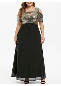 Plus Size Cut Out Sequins Evening Maxi Dress