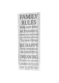 Wandschild Family Rules, Holzschild Dekoschild, Shabby-Look Vintage 76x31cm