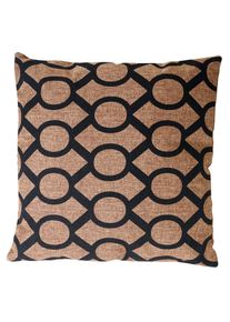 Deko-Kissen Kreise, Sofakissen Zierkissen mit Füllung, braun schwarz 45x45cm
