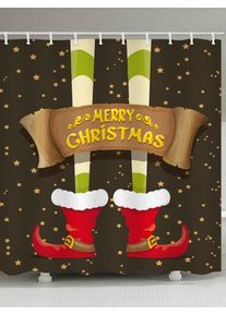 Merry Christmas Boots Star Printed Waterproof Shower Curtain