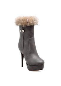 Platform Furry Stiletto Heel Boots