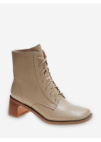 Square Toe High Heel Lace Up Boots