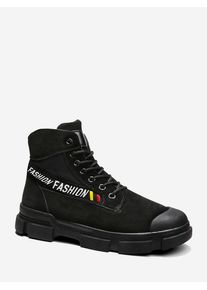 Letter Graphic Canvas Ankle Boots
