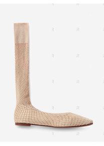 Fish Net Mid Calf Flat Sock Boots