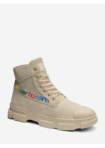 Letter Graphic Canvas Ankle Boots