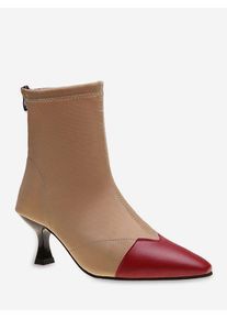 Contrast Pointed Toe Stiletto Heel Boots