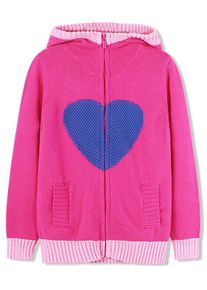 Girls Heart Graphic Zip Up Hooded Cardigan