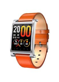 K6 Sports Smart Watch 1.3 Inch IPS Screen Heart Rate / Blood Pressure Monitor IP68 Waterproof - Silver Case + Leather Strap
