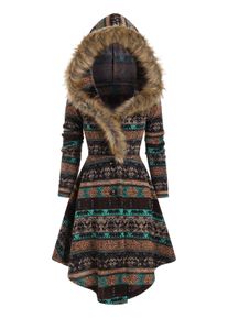 Geo Elephant Knitted Button Up Parka Coat