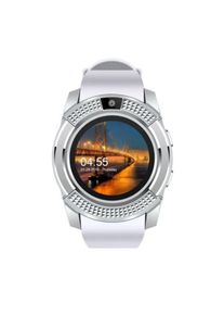 Ceas Smartwatch Techstar® V8, Handsfree, Bluetooth 3.0, SIM, Compatibil Android & iOS, Camera 1.3MP, Alb