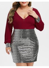 Plus Size Sequin Mini Evening Dress
