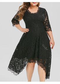 Plus Size Handkerchief Lace Evening Dress