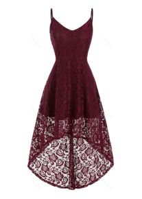 Plus Size Spaghetti Strap High Low Lace Evening Dress