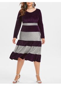 Plus Size Velvet Sparkle Midi Evening Dress