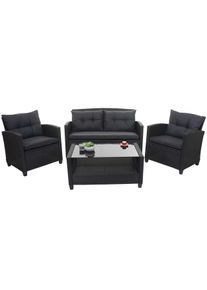 XXL Poly-Rattan Garnitur HWC-F10, Balkon-/Garten-/Lounge-Set Sitzgruppe, Sofa Sessel mit Kissen Spun Poly ~ anthrazit
