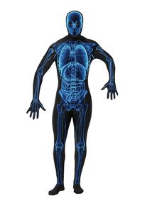Smiffys Zentai Röntgen Skelett Ganzkörperkostüm | Faschingskostüm unisex | Größe: L