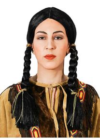 maskworld Schwarze Perücke mit geflochtenen Zöpfen