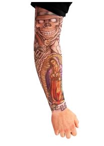 Maniche in pelle con tatuaggio gangsta