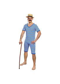 maskworld Maillot de bain homme années 20 bleu