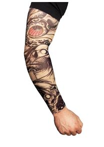 Maniche in pelle tatuate da motociclista