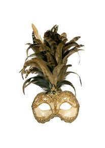 maskworld Galetto Colombina stucco craquele oro piume miele - Venetian Mask