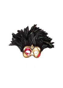 maskworld Incas Colombina scacchi colore piume nere Venetian Mask