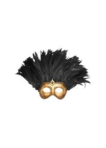 maskworld Incas Colombina oro con piume nere - Venetian Mask