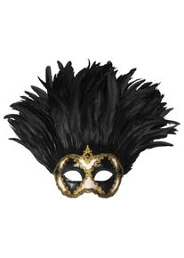 maskworld Incas Colombina bianco nero piume nere - Venetian Mask
