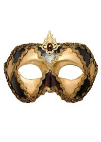 maskworld Colombina scacchi oro cuoio - Venetian Mask