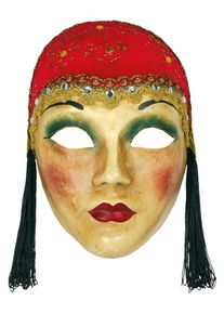 maskworld Volto Anni 30 capp rosso Venetian Mask - red Velve