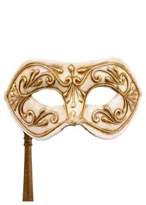 maskworld Colombina Monica oro bianco con bastone - Venetian Mask