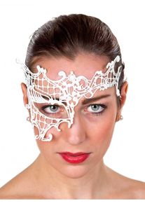 maskworld White lace mask asymmetrical