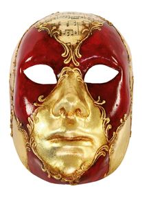 maskworld Volto Femminile scacchi rosso musica Venetian Mask