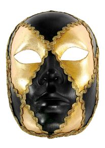maskworld Volto scacchi oro cuoio Venetian Mask