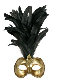 maskworld Galetto Colombina oro piume nere - Venetian Mask