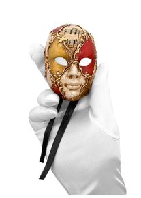 maskworld Volto mini scacchi bianco oro rosso musica Miniature Venetian Mask